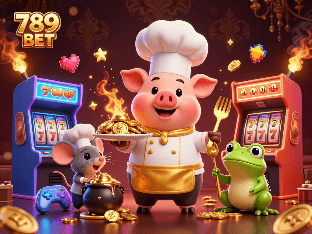 Experience the thrill of 789 BET with vibrant casino elements and engaging characters in this detailed 3D illustration.
