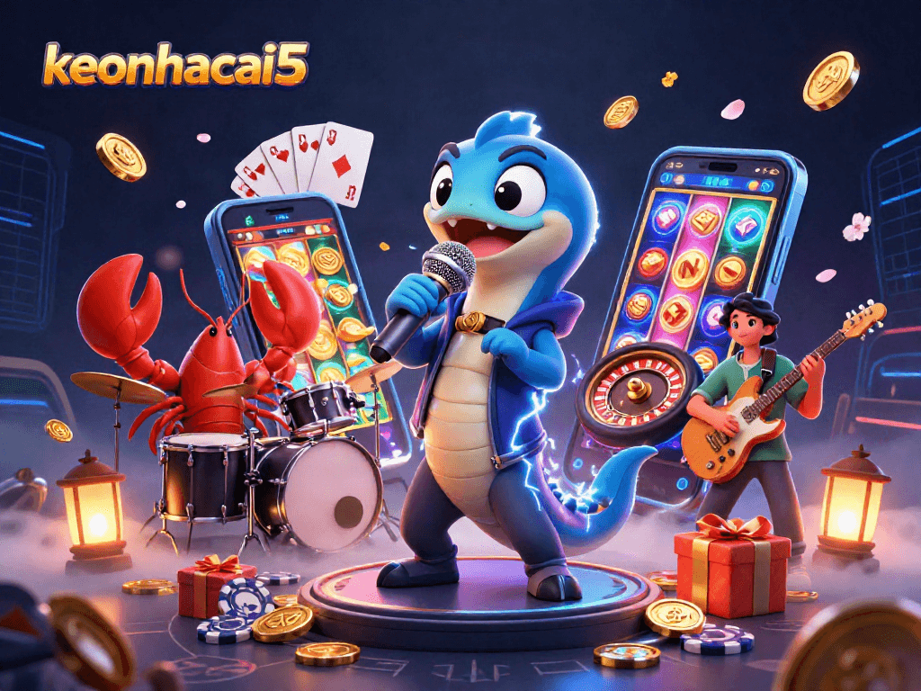 Engage in the keonhacai5 gaming world with vibrant underwater casino characters and dynamic slot games.