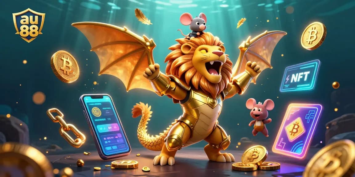Experience thrilling gameplay with au 88 as a golden chimera and mouse jockey unite in a spectacular 3D scene.