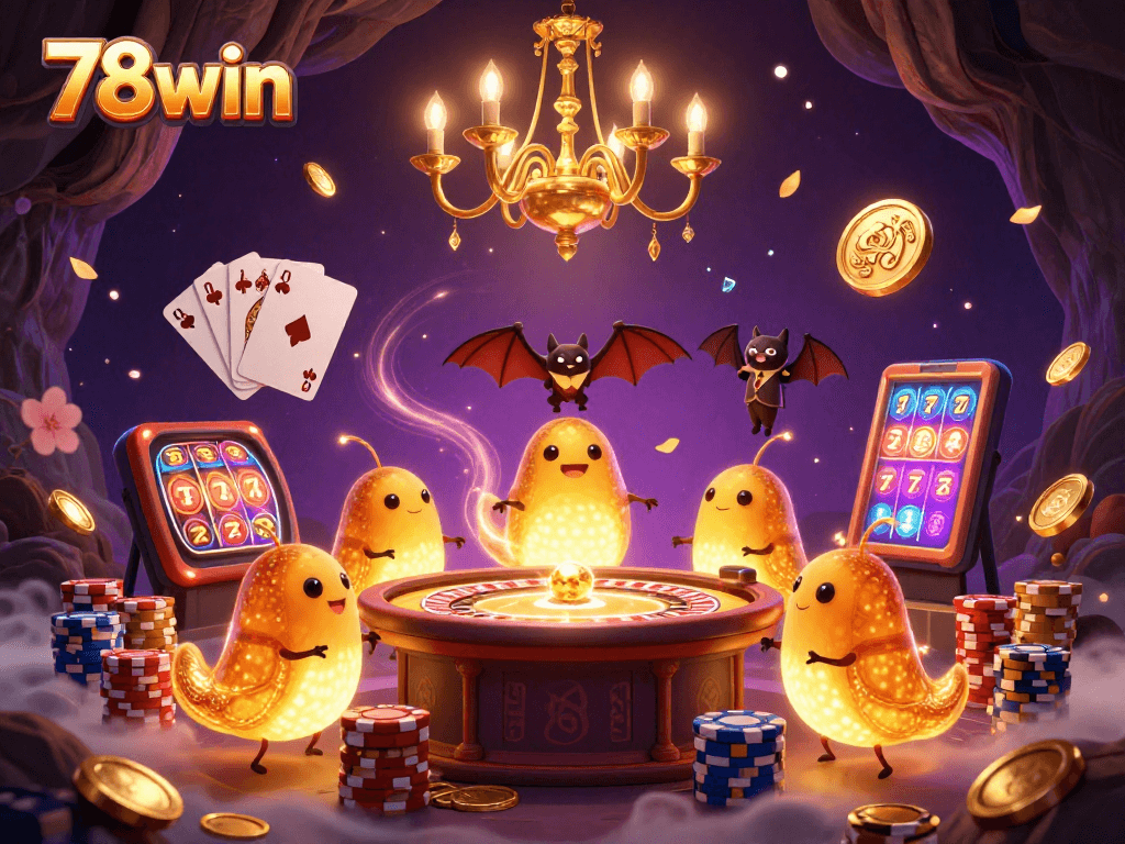 Experience the vibrant excitement of 78win casino adventure with lively glowworms and dazzling game elements.