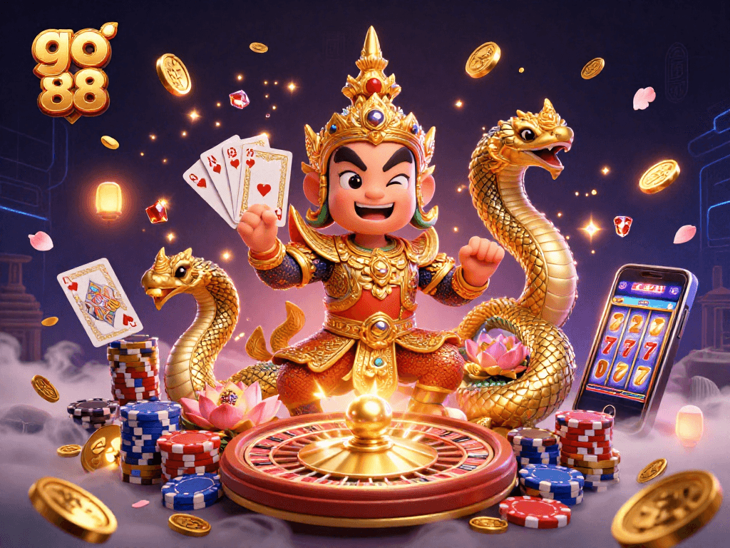 Experience go 88 in an exhilarating realm packed with vibrant 3D action and dazzling gold elements.