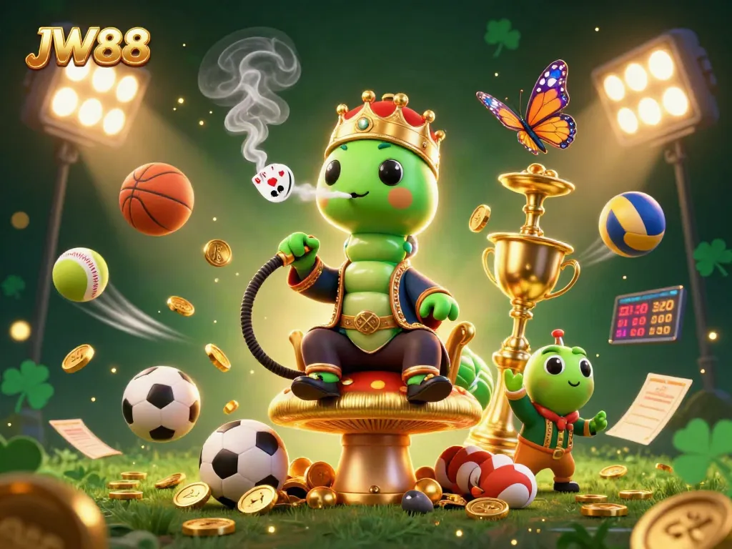 Experience the thrill of JW88 casino with a vibrant, dynamic scene of games and festive elements.