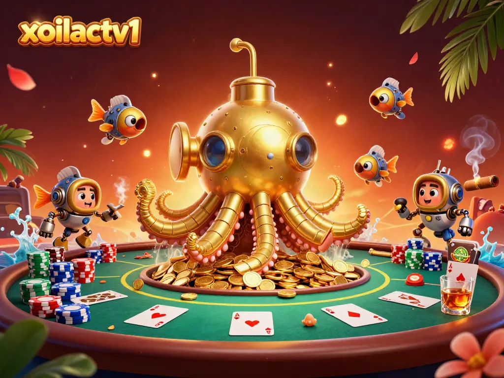 Experience thrilling gameplay with the xoilactv1 kraken submarine amidst vibrant casino elements.