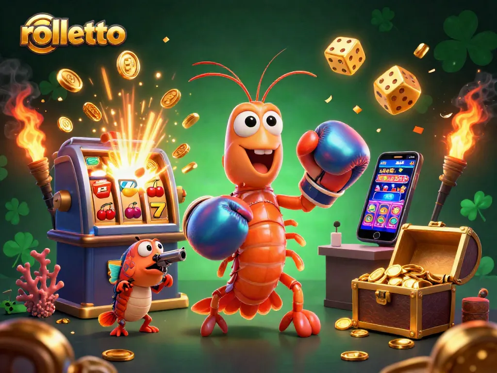 Engage with rolletto's vibrant gaming scene featuring animated characters and dynamic casino elements.