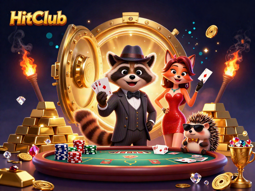 Experience the thrill of HitClub with animated casino characters and exciting game elements.
