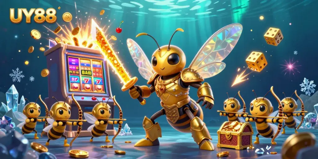 Engage in high-stakes excitement at UY88, illustrated as a vibrant casino adventure.