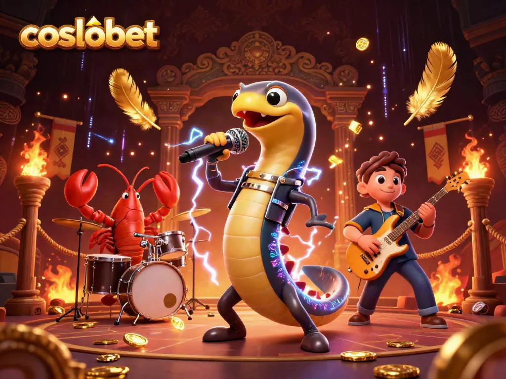 Experience vibrant gaming at Cosmobet with electric eel DJ and lively band in an underwater casino.