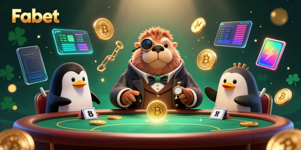 Engage in gaming with Fabet's vibrant 3D underwater poker scene featuring unique characters.