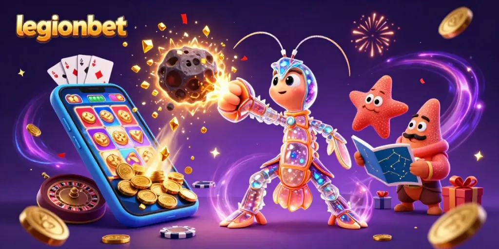 Legionbet offers exciting gameplay with a cosmic adventure, showcasing vibrant slot games and more.