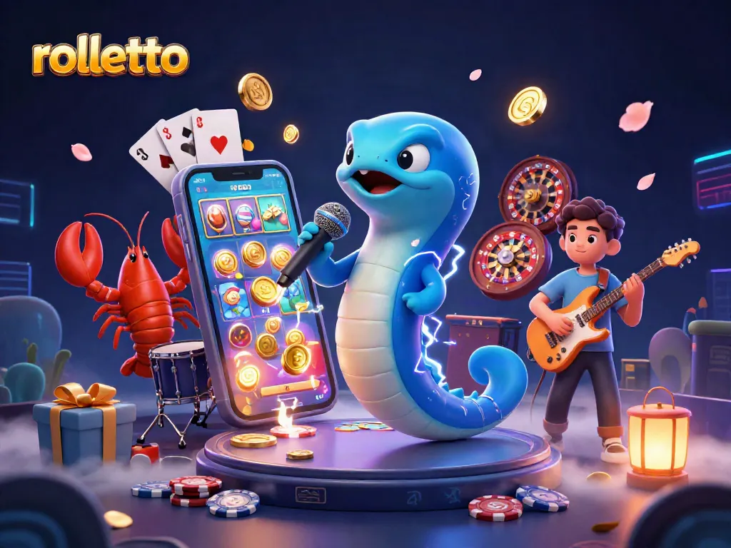 rolletto electric eel DJ performs in vibrant underwater casino with gaming elements