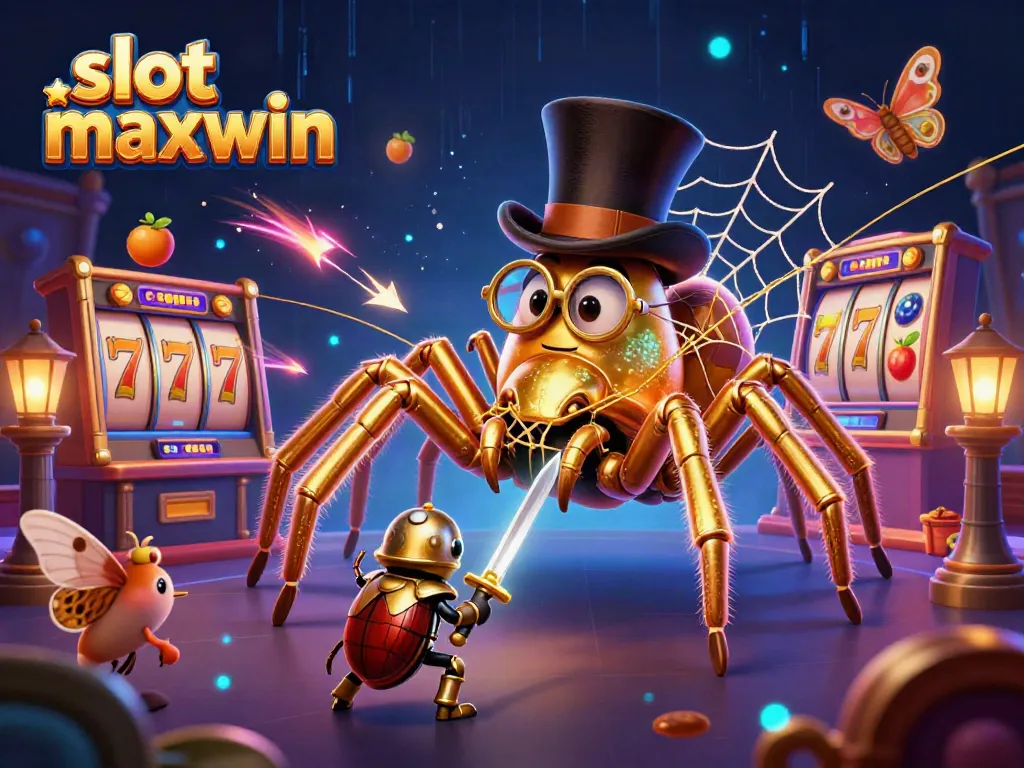 Engage in thrilling gameplay with slot maxwin inspired by a golden tarantula and knight scene.