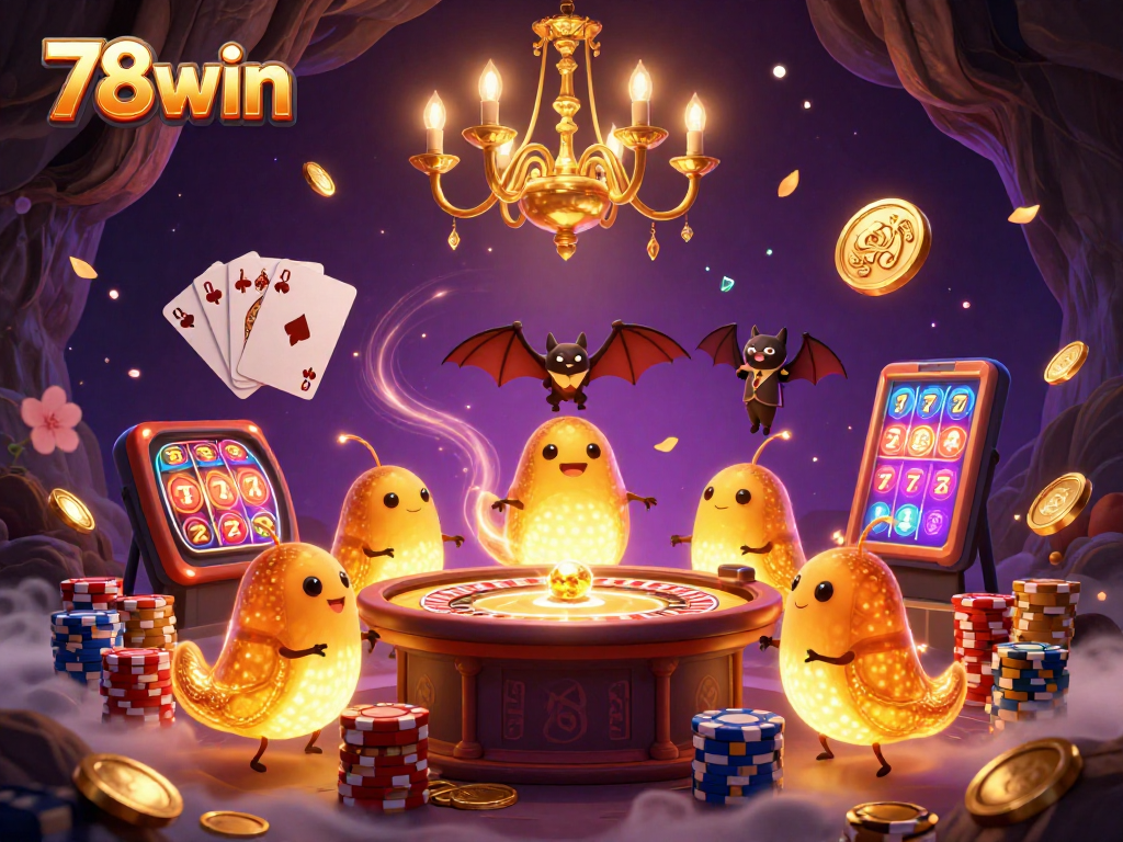 Experience the vibrant excitement of 78win casino adventure with lively glowworms and dazzling game elements.