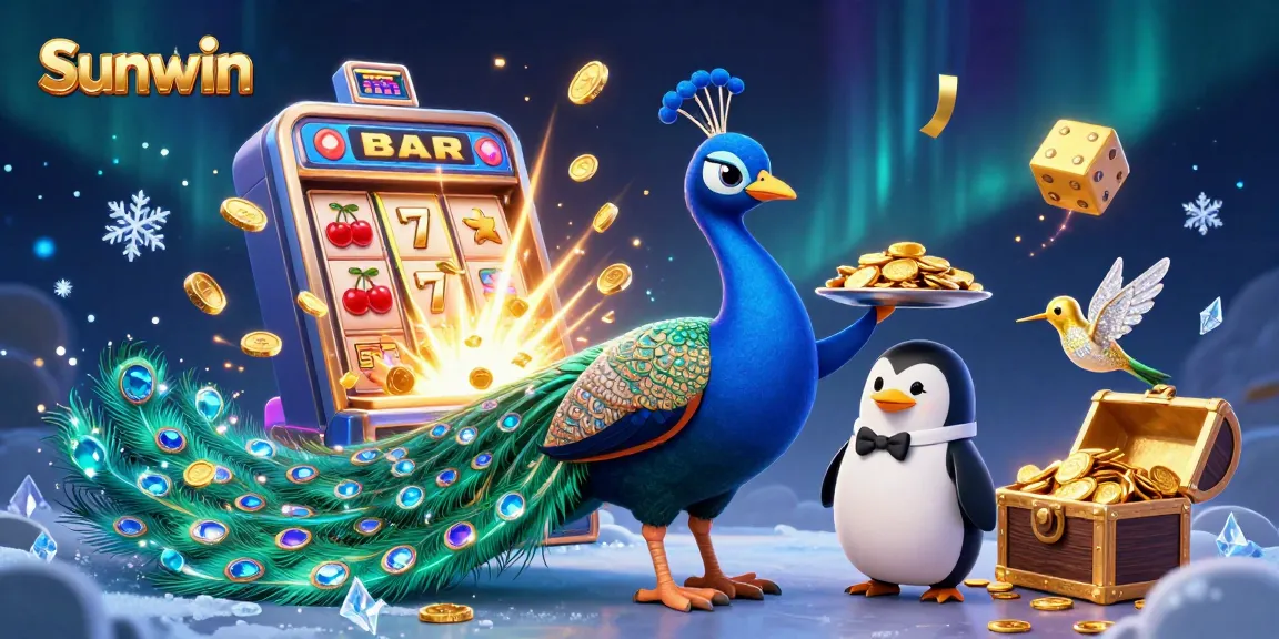 Winning at Sunwin with immersive casino games illustrated by exciting characters and elements.