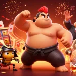 Engage with the vibrant atmosphere of situs slot featuring a sumo rooster, samurai cricket, and tanuki announcer.