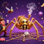 Engage with Sao Win as playful lottery balls and golden tickets flutter in a vibrant casino scene.