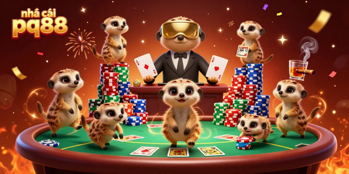 Experience the thrill of nhìa cái pq88 with a vibrant meerkat casino scene full of action.