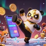 86bet showcases a vibrant casino scene with a wrestling panda, cryptocurrency coins, and cheering animal spectators.