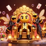 Experience thrilling wins at kjc casino with vibrant slot reels and 3D characters in a dynamic scene.