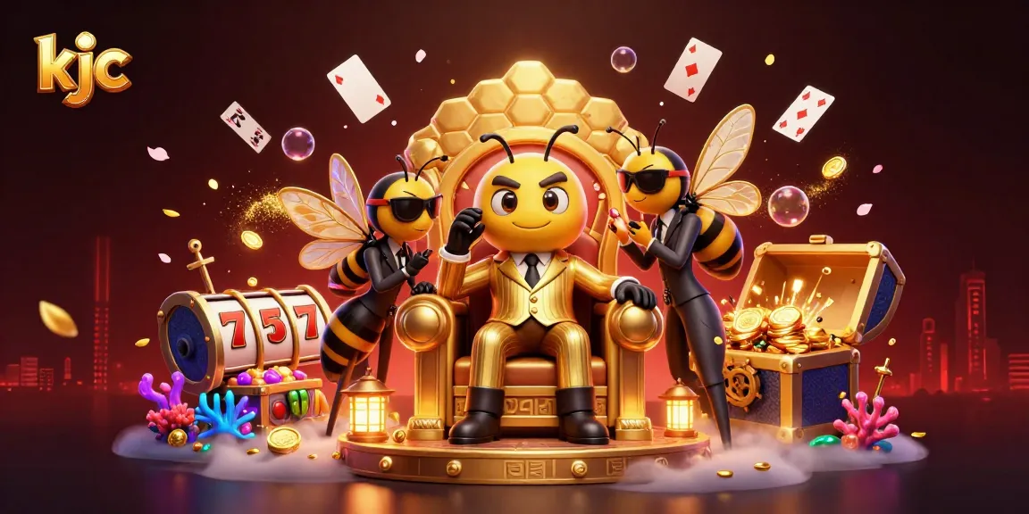 Experience thrilling wins at kjc casino with vibrant slot reels and 3D characters in a dynamic scene.