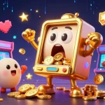 Experience uu88's thrilling jackpots as a golden slot machine signals victory with coins flowing in vibrant gaming atmosphere.
