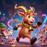 Experience thrilling wins at Vua88 with a dynamic, festive casino scene featuring Krampus and playful elves.