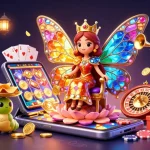 Experience thrilling gaming action at sunwin with vibrant slot games and a magical butterfly queen in a fantastical illustration.