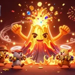Spin exciting slots and win big with m98 q in this vibrant gaming scene featuring treasure and celebration.