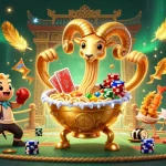 Engage in thrilling action at fb88 with vibrant characters competing in an energetic casino scene.