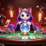 OXBET takes center stage, featuring a mystic cat, raven, and lively casino elements.