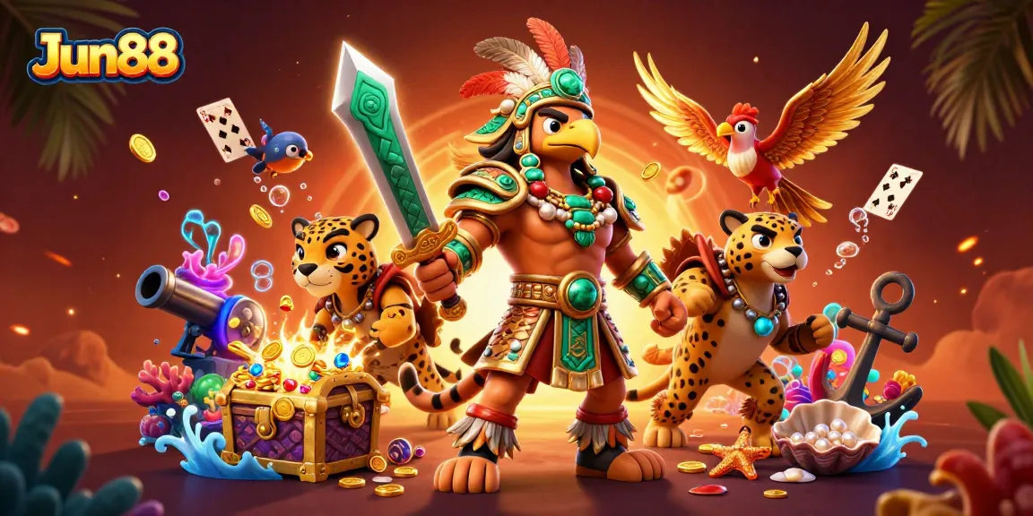 Experience the excitement of Jun88 as you immerse in thrilling casino action with vibrant characters and energetic elements.