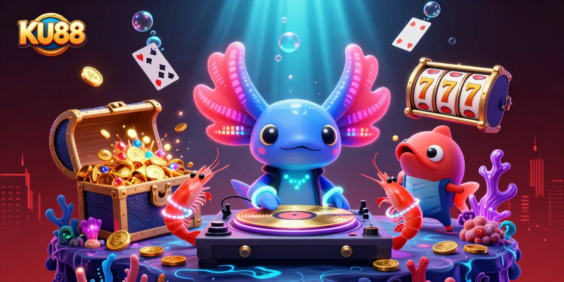 Experience thrilling gameplay at KU88 with an underwater casino theme featuring vibrant characters and enchanting elements.
