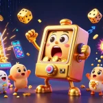 Engage with FABET's golden slot machine hitting a jackpot amidst a celebration of casino graphics.