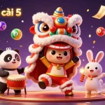 Experience vibrant energy at kèo nhà cái 5 with a dynamic Chinese New Year celebration in this colorful casino-themed illustration.