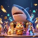 Engage with exciting 11Win casino games featuring a fearless golden hamster king on a megalodon throne.
