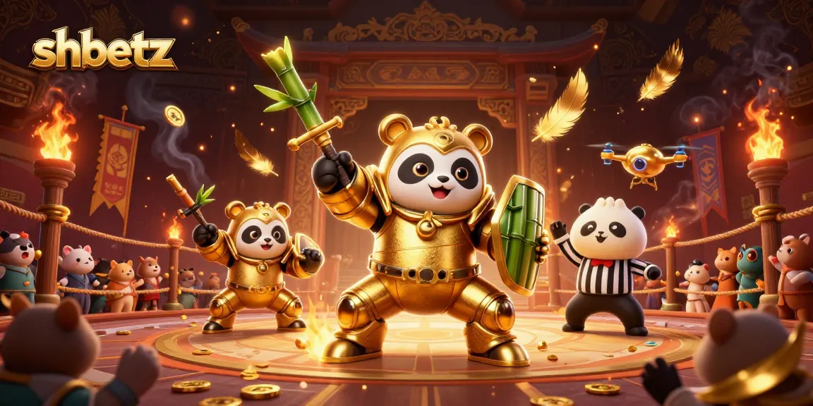 Experience thrilling gameplay at shbetz with 3D mech-panda battling in a vibrant casino arena.