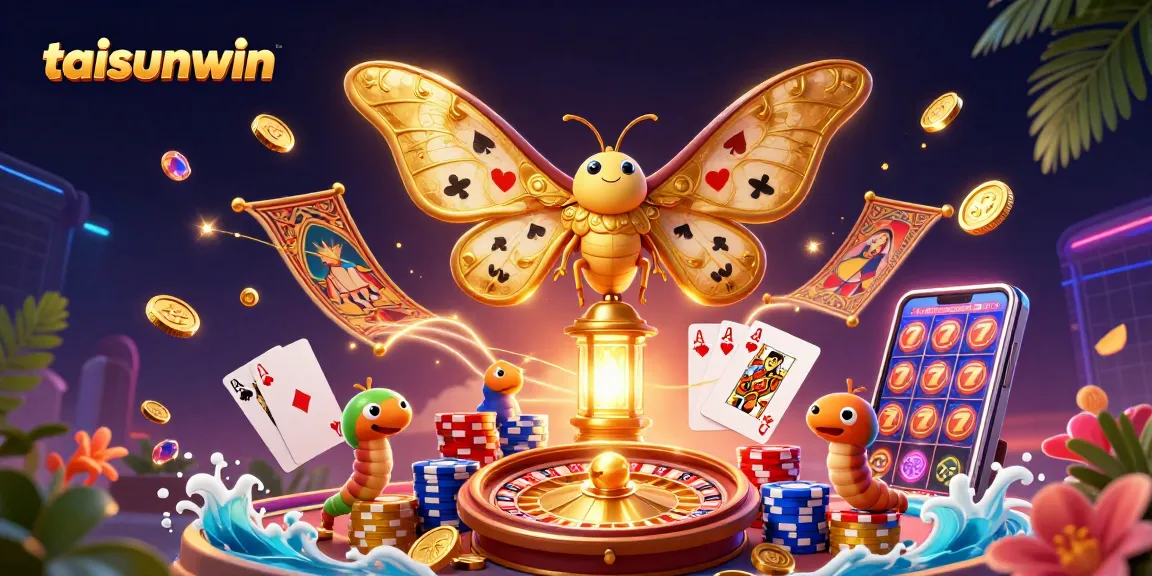 Experience the thrill of taisunwin with dazzling 3D imagery showcasing vibrant casino elements.