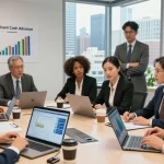 Comparison of invoice factoring vs merchant cash advance in a financial advisory meeting.