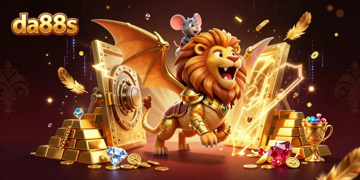 Experience winning strategies with da88s in this vibrant 3D casino scene featuring a majestic chimera and treasures.