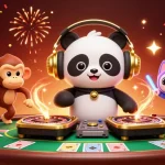 Engage with da88xyz through an exciting casino party featuring a DJ panda, dancing monkey, and colorful poker elements.