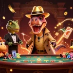Experience the thrill with bookies not on GamStop at a dynamic blackjack table in a vibrant dinosaur casino.