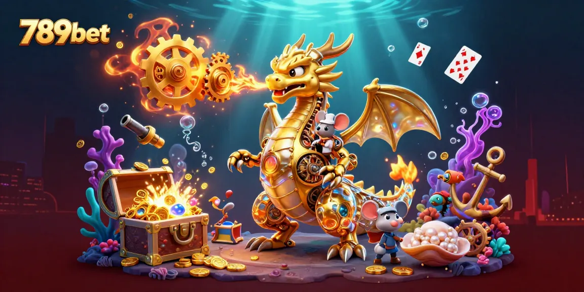 Engage in thrilling gaming adventures with 789bet, featuring a dragon and treasure-filled scene.