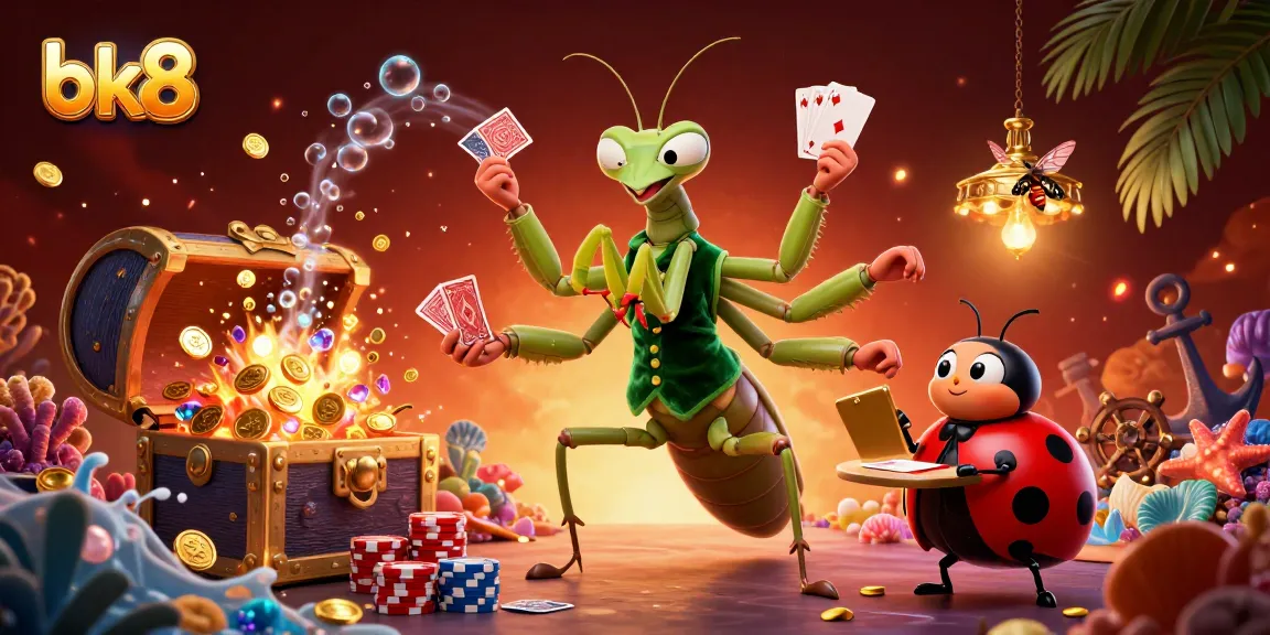 Engage in gambling action at bk8 with a vibrant scene featuring cartoon characters and 3D casino elements.